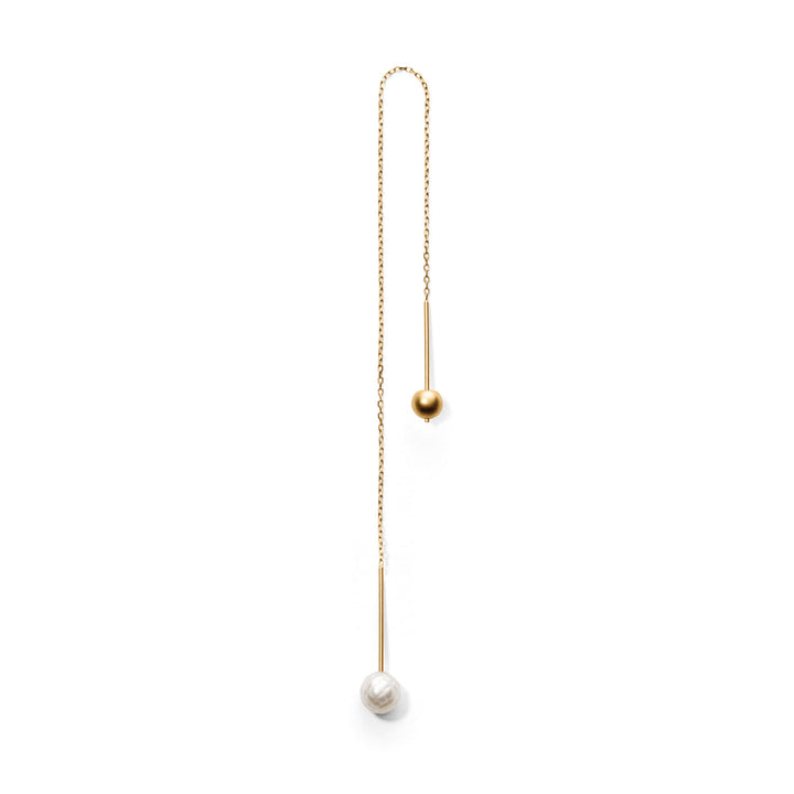 Miss Eglobe Gold Small White Facetted Pearl Earring