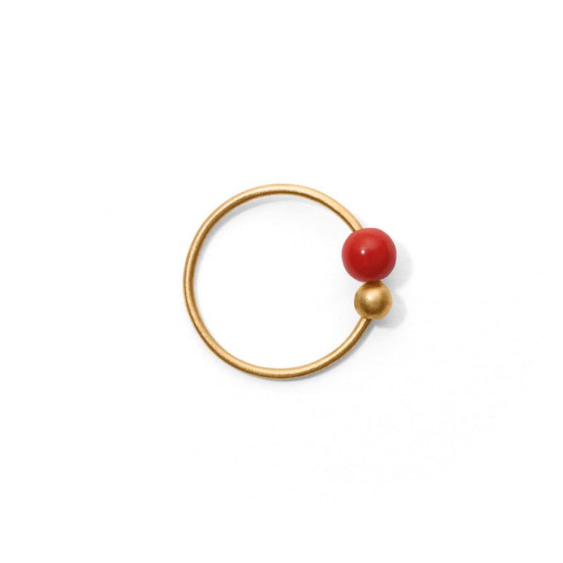 Miss Elly Three Earring Gold Red Coral