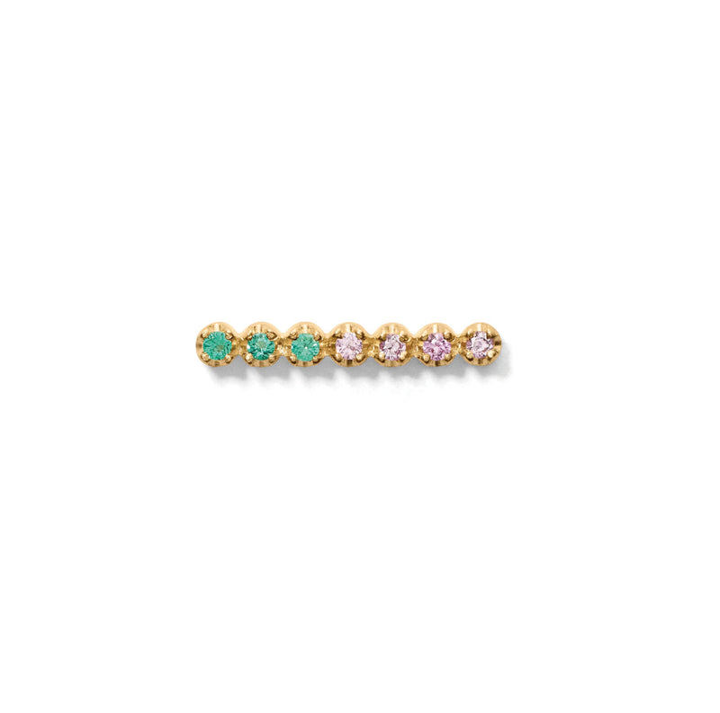Miss Expa7 Earstud Gold Light Pink Sapphire + Green Emerald