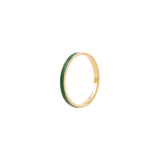 Unisex I 18K Gold Ring w. Green Lacquer