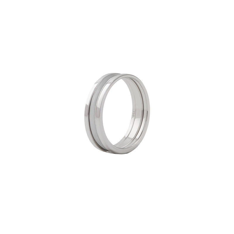 Unisex We 18K Whitegold Ring w. Grey Lacquer