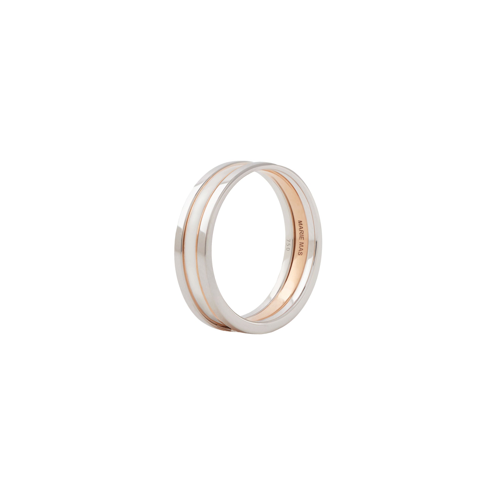 Unisex We 18K Whitegold & Rosegold Ring w. White Lacquer