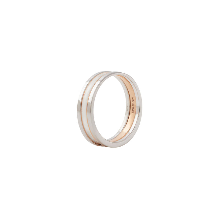 Unisex We 18K Whitegold & Rosegold Ring w. White Lacquer