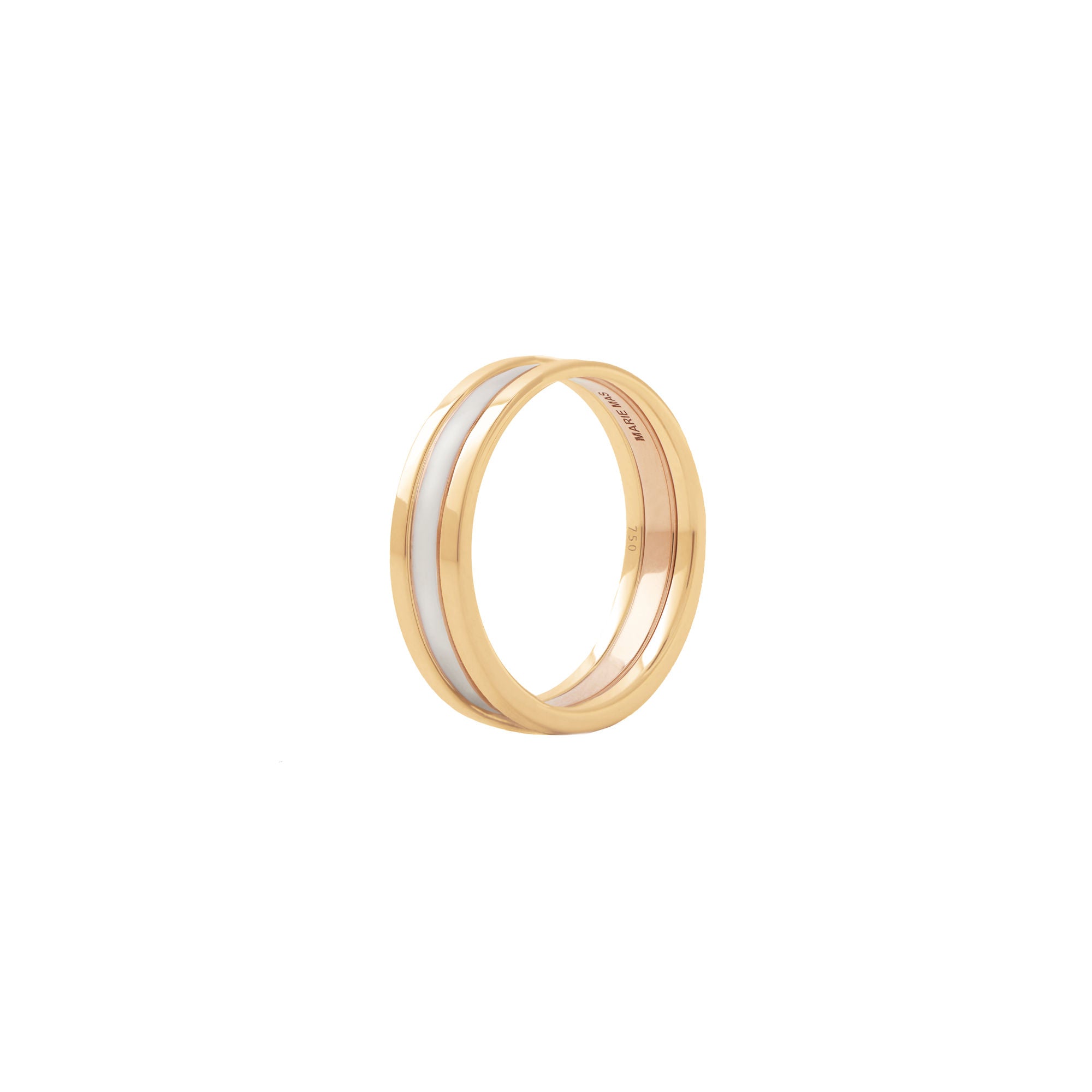 Unisex We 18K Gold & Rosegold Ring w. White Lacquer