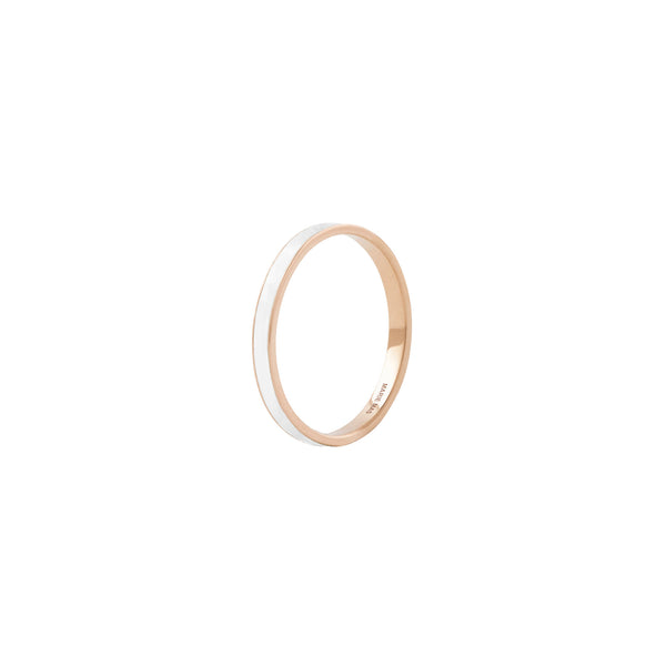Unisex I 18K Ring aus Rosegold I Weißes Lackdetail