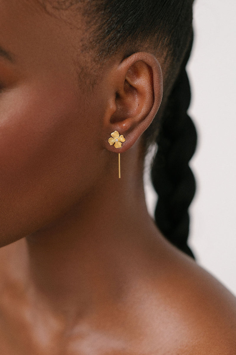 Furaha Gold Plated Earring w. White Zirconia