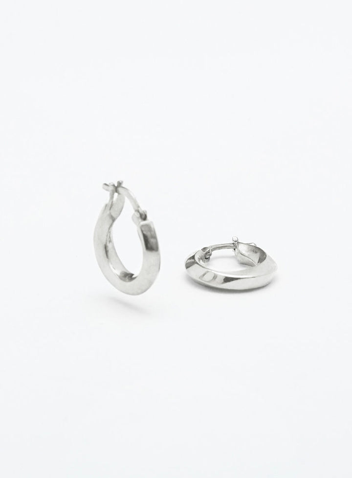 Mini swirl Shiny Silver Hoops