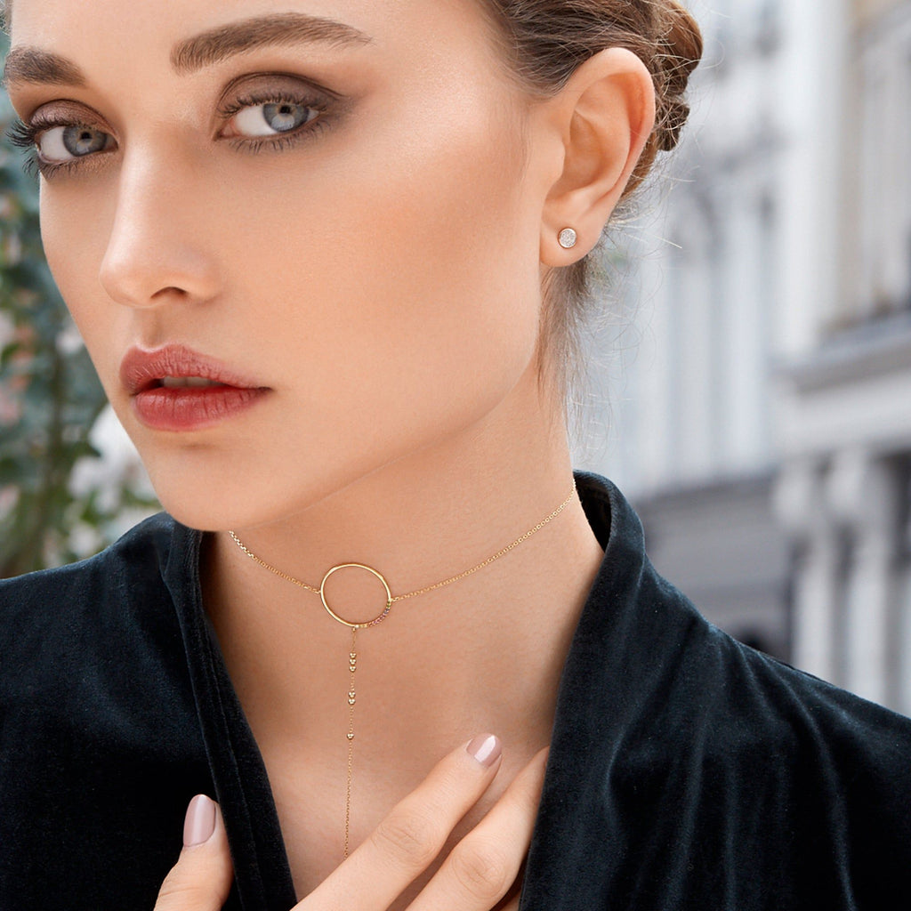 Modern Words Fine Rainbow 18K Guld Øreringe m. Diamant, Safir, Rubin, Tsavorit & Granat sten