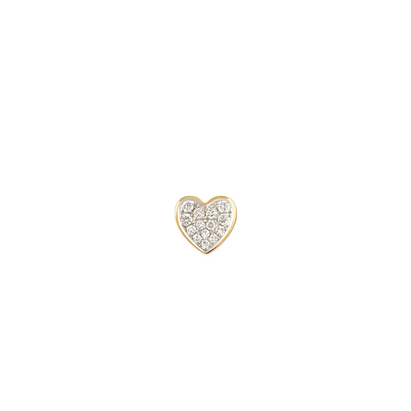 Modern Words Fine Heart 18K Gold Earring w. Diamond
