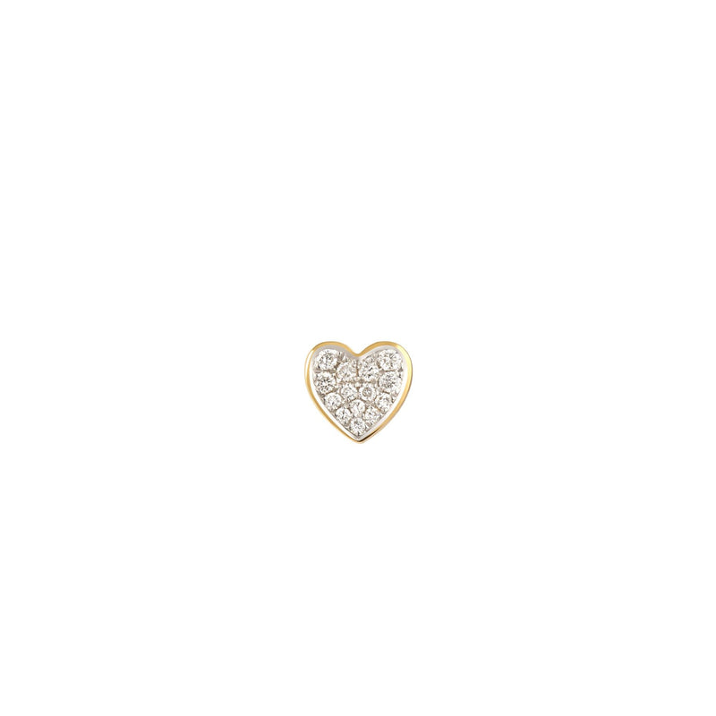 Modern Words Fine Heart 18K Gold Earring w. Diamond