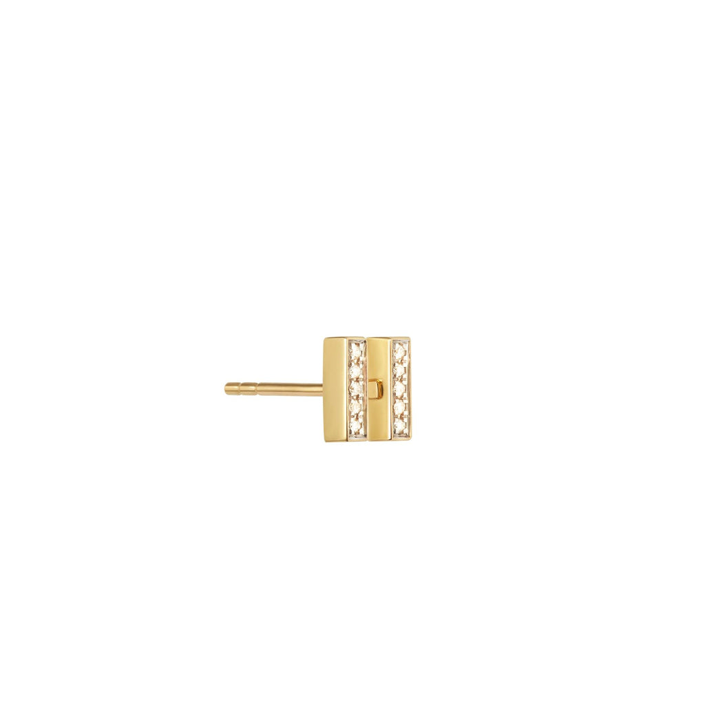 Modern Words Fine Pause 18K Gold Stud w. Diamond