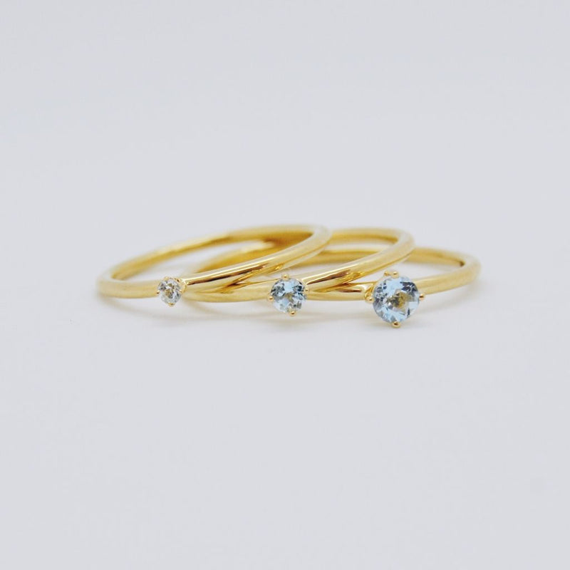 Malene 2.5 Blue 14K Gold Ring w. Aquamarine