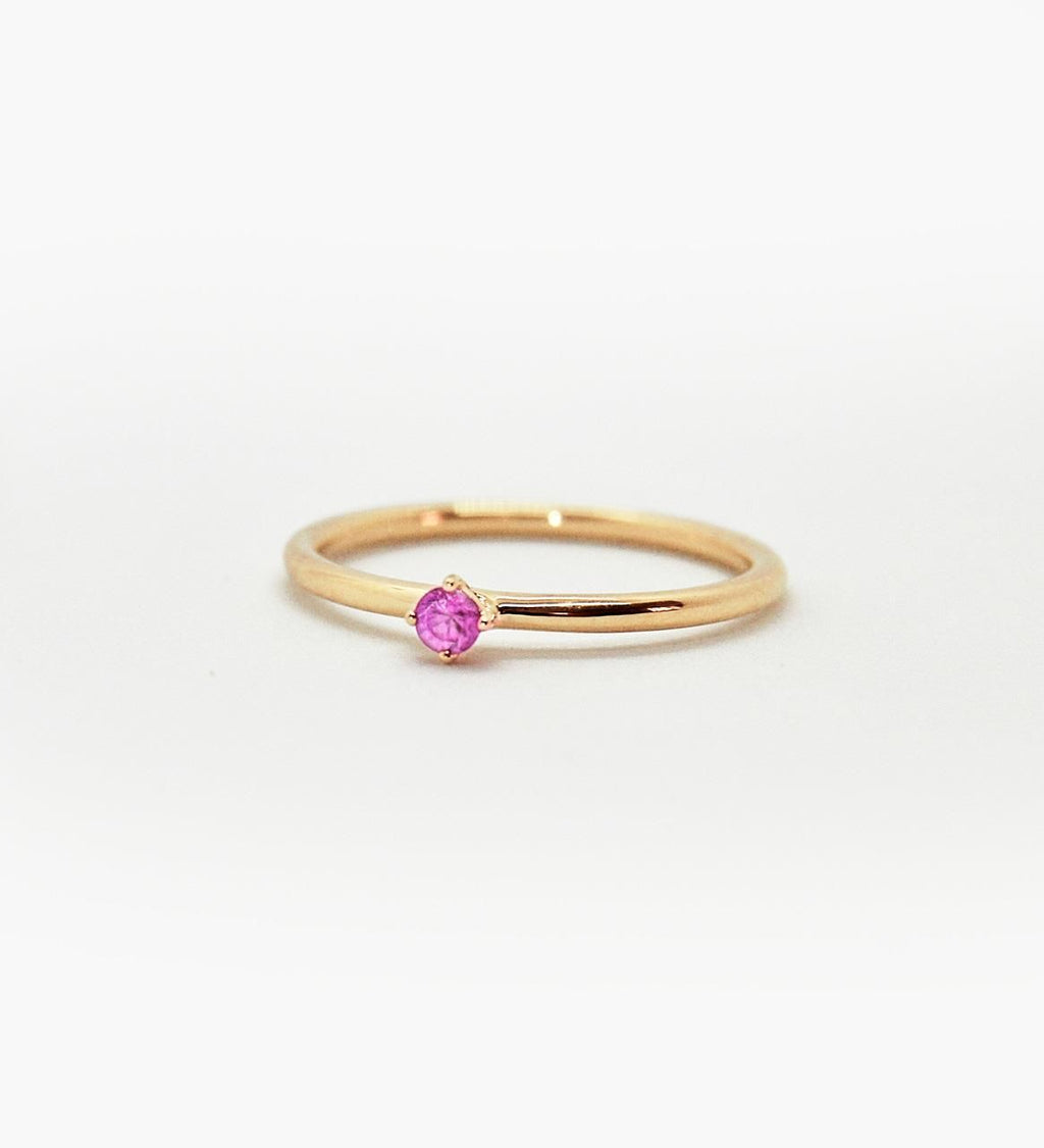 Malene 2.5 Pink 14K Gold Ring w. Sapphire