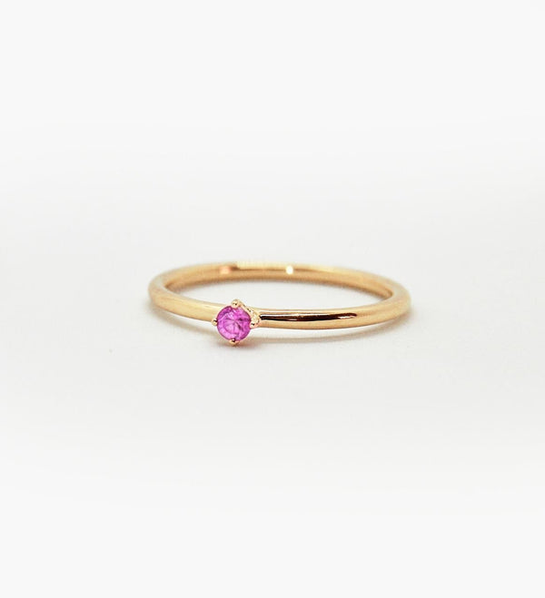 Malene 2.5 Pink 14K Guld Ring m. Safir