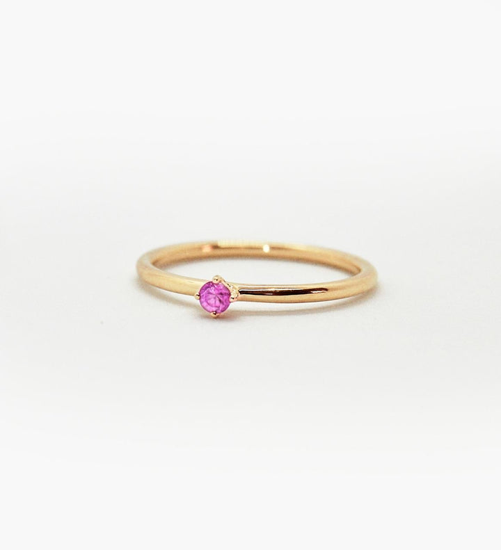 Malene 2.5 Pink 14K Gold Ring w. Sapphire