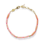 Malibu Pink-a-boo Gold Plated Bracelet w. Pink/Rose Beads