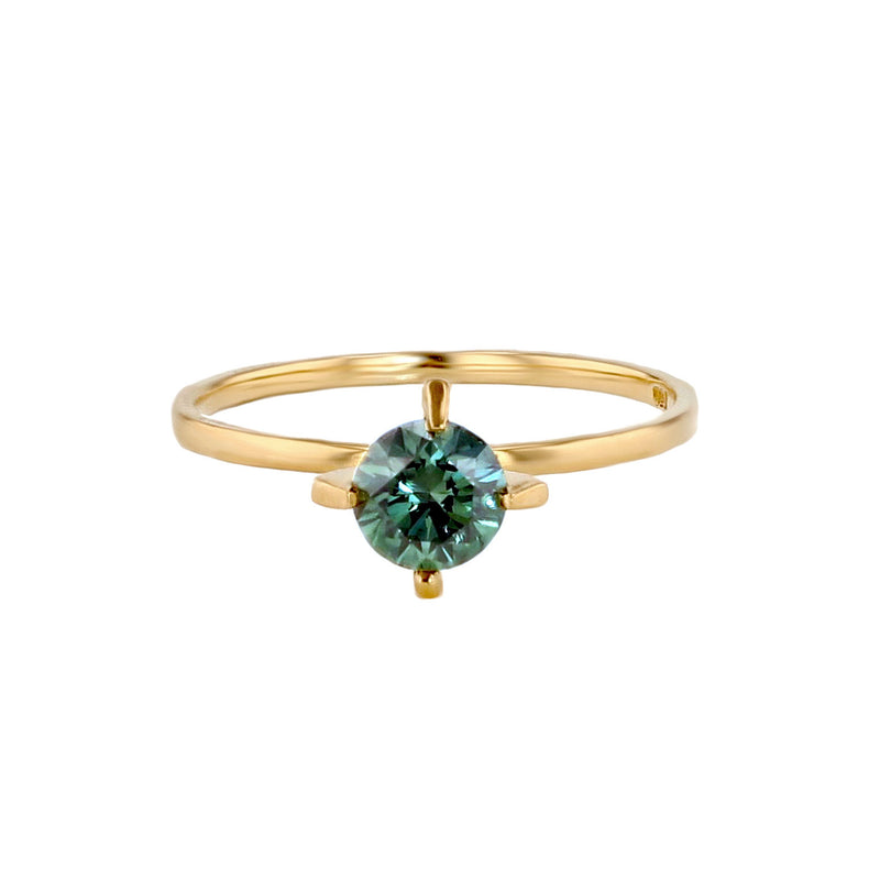 ReMind Solitaire 18K Gold Ring w. Green Lab-Grown Diamond
