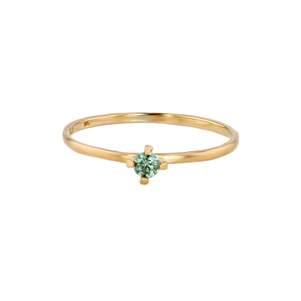 ReMind mini Solitaire 18K Guld Ring m. Grøn Lab-Grown Diamant