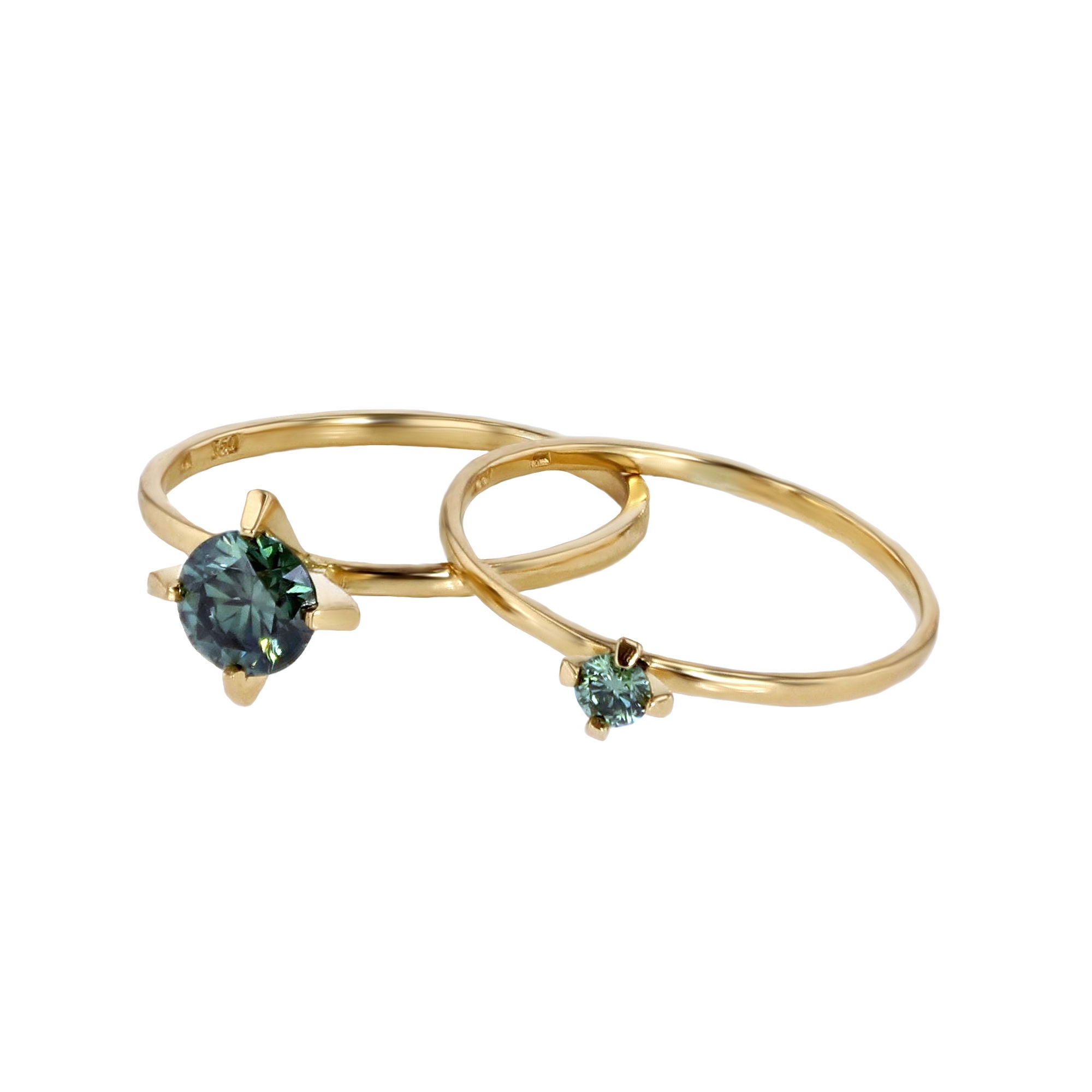 ReMind Solitaire 18K Gold Ring w. Green Lab-Grown Diamond