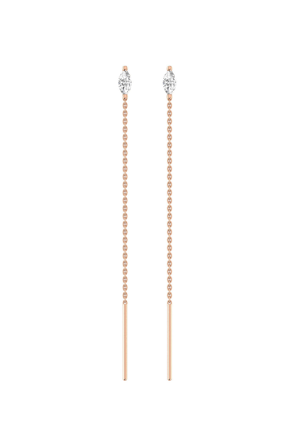 Marquise 18K Rose Gold Earrings w. Lab-Grown Diamonds