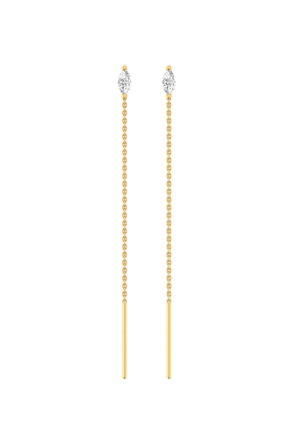 Marquise 18K Gold Earrings w. Lab-Grown Diamonds