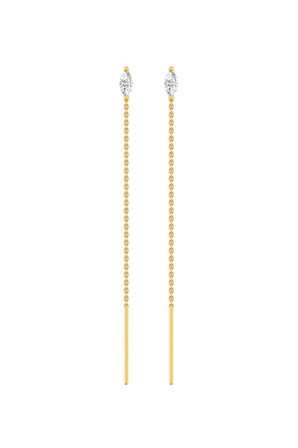 Marquise 18K Gold Earrings w. Lab-Grown Diamonds