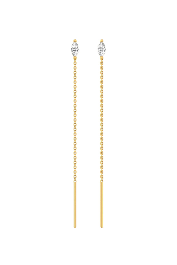 Marquise 18K Gold Earrings w. Lab-Grown Diamonds