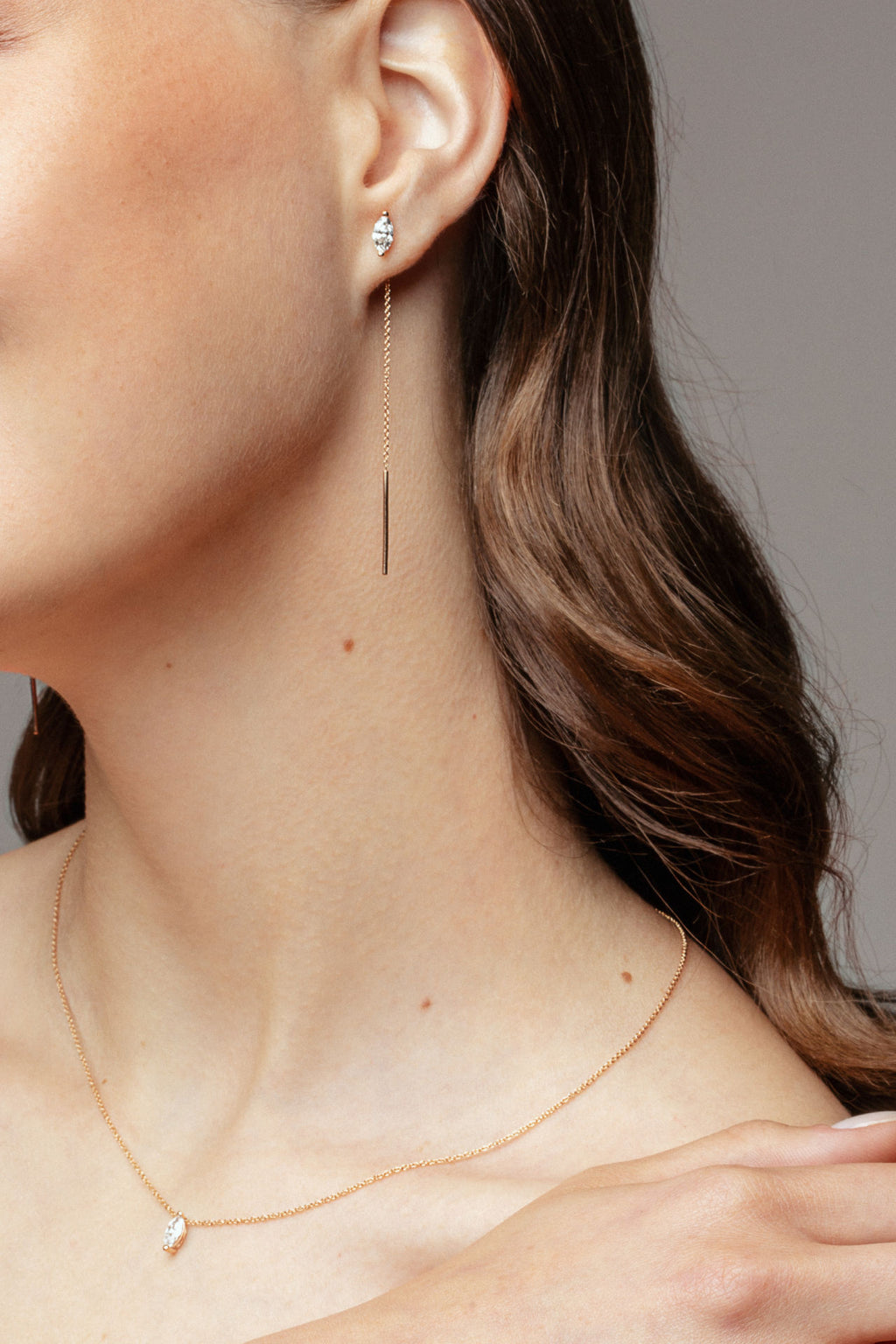 Marquise 18K Guld Halskæde m. Lab-Grown Diamant