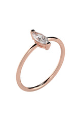 Marquise 18K Rose Gold Ring w. Lab-Grown Diamond