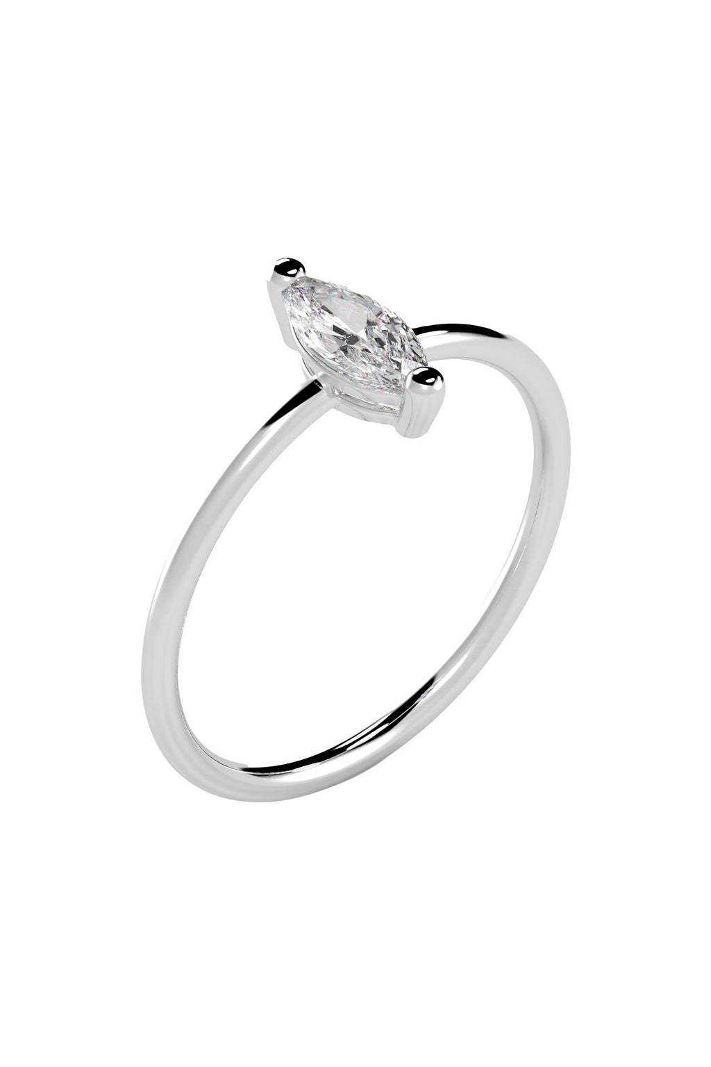 Marquise 18K White Gold Ring w. Lab-Grown Diamond