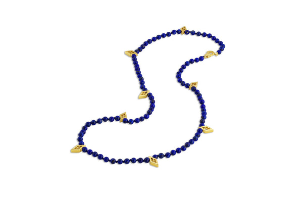 Mazahri | Zan Bead 18K Gold Necklace w. Lapis