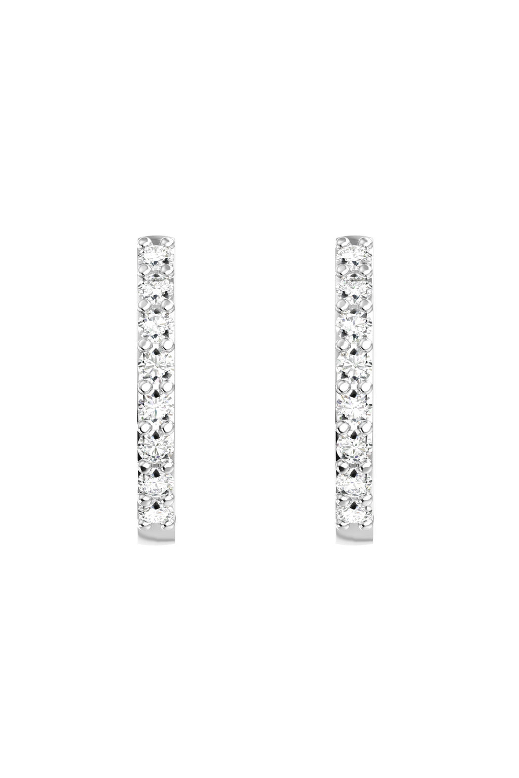 Medium Line 18K White Gold Hoops w. Lab-Grown Diamonds