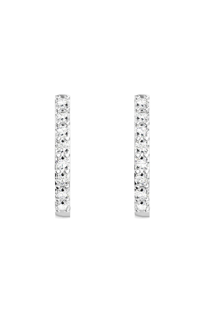 Medium Line 18K White Gold Hoops w. Lab-Grown Diamonds