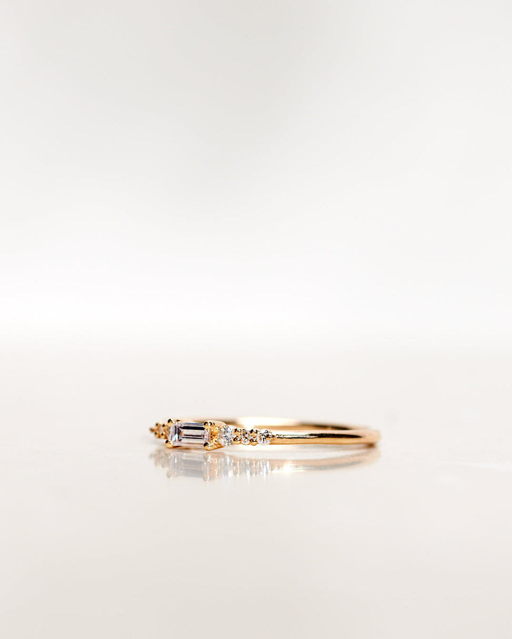 Mini Baguette Brilliant Cluster 18K Gold, Whitegold or Rosegold Ring w. Diamonds
