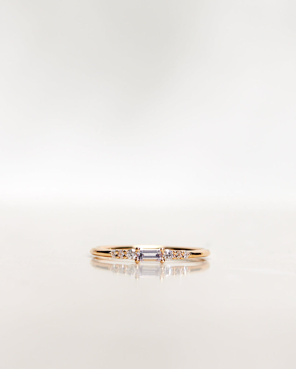 Mini Baguette Brilliant Cluster 18K Gold, Whitegold or Rosegold Ring w. Diamonds