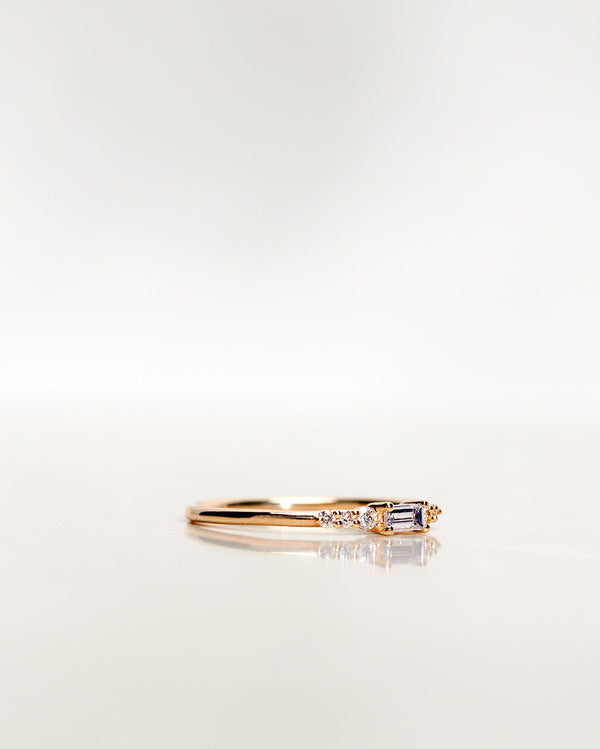 Mini Baguette Brilliant Cluster 18K Gold, Whitegold or Rosegold Ring w. Diamonds