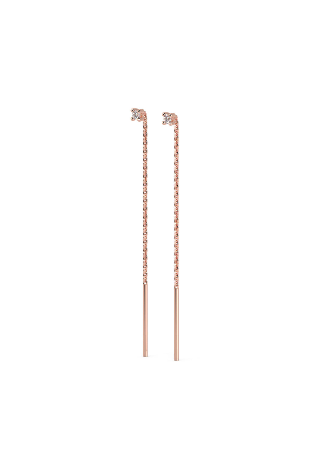 Mini Drop 18K Rose Gold Earrings w. Lab-Grown Diamonds