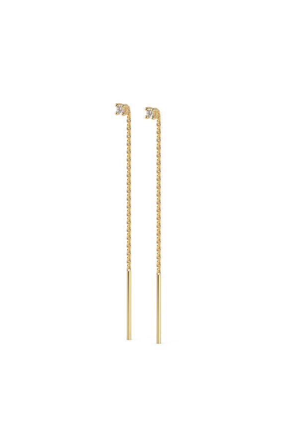 Mini Drop 18K Gold Earrings w. Lab-Grown Diamonds