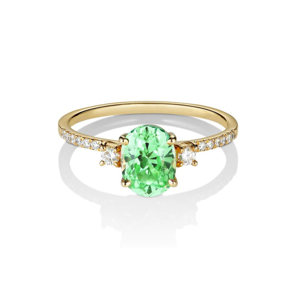 Minti 18K Guld Ring m. Tsavorit Sten & Diamanter