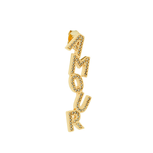 Mon Amour 18K Gold Plated Stud w. White Zirconia