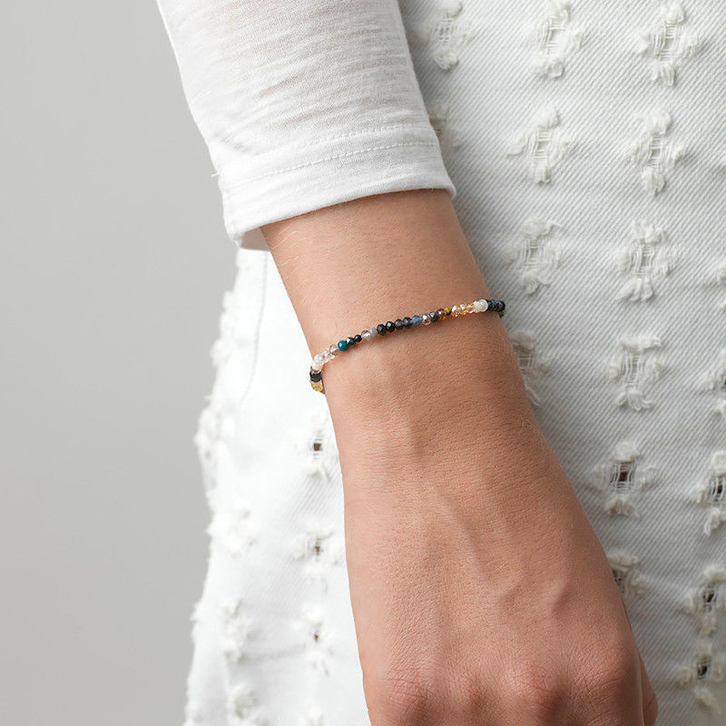 Moonstone Forgyldt Armbånd m. Blandede farver Glasperler & Ædelsten