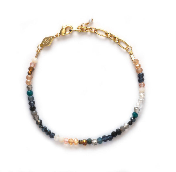 Moonstone Gold Plated Bracelet w. Mixed coloured Beads & Gemstones