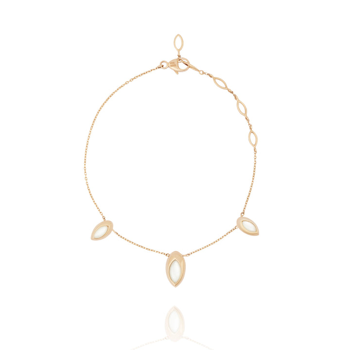 Swinging Chain 18K Rosaguld Armbånd m. Malakit & Perle