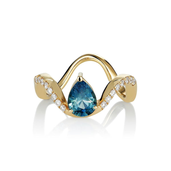 Mutu Kola 18K Guld Ring m. Diamanter & Safirer