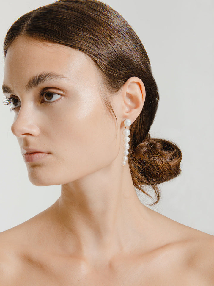 Nava 01 9K Gold Earrings w. Pearls