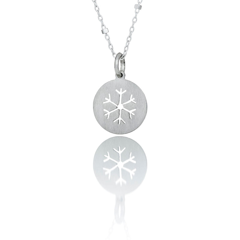 Snowflake Round Silver Necklace