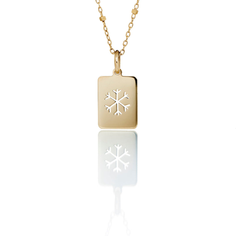 Snowflake Square 14K Gold Necklace