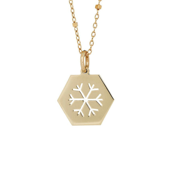 Snowflake Hexagonal Halskette 14K Gold