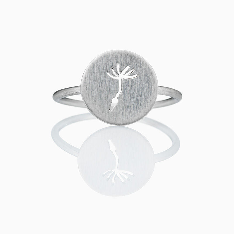 Dandelion Round Silver Ring