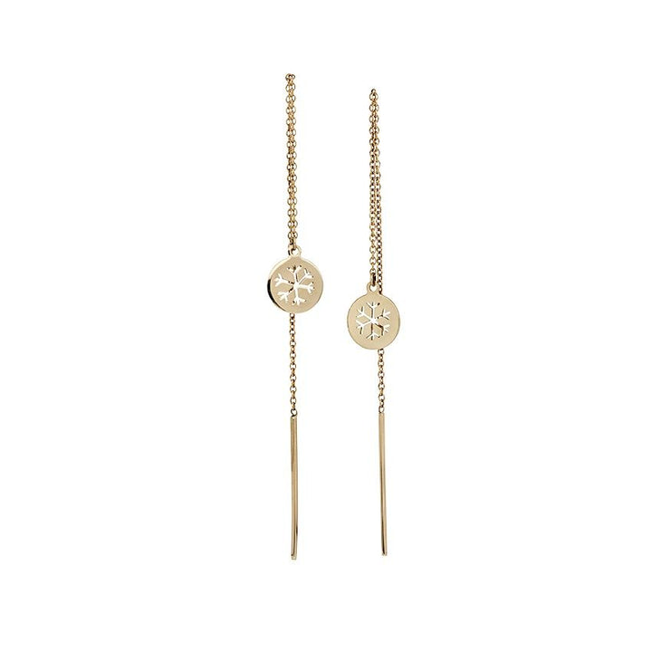 Snowflake Round 14K Gold Earrings